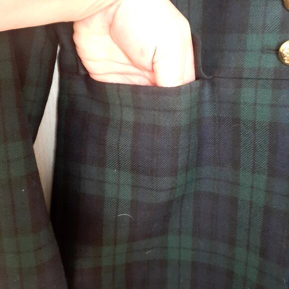 Ladies Talbots 2-Piece Wool Pant Suit Plaid Green & Black Size 4 Tailored Look - Picture 5 of 15